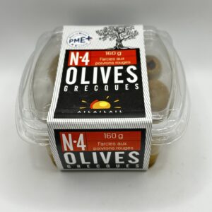 Olives grecques farcies aux poivrons rouges